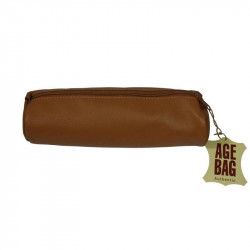 Trousse camel en cuir Age Bag, dimension 21 x 6 cm