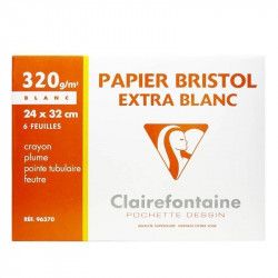 Pochette Bristol Clairefontaine 320g, 6F, 24 x 32 cm