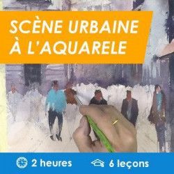 Scène urbaine à l'aquarelle