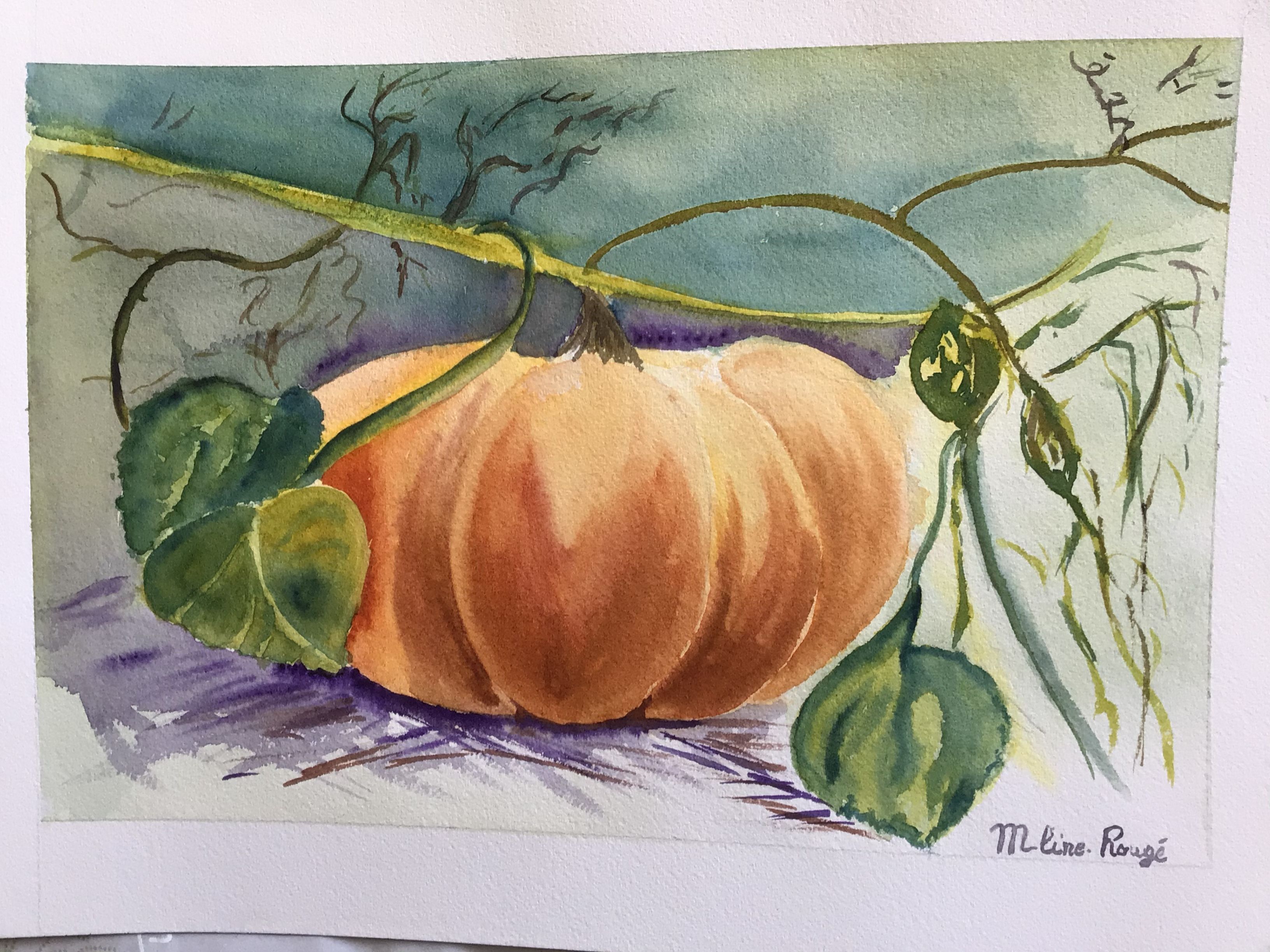 Une citrouille à l'Aquarelle de Marie-line le 04 avril 2021