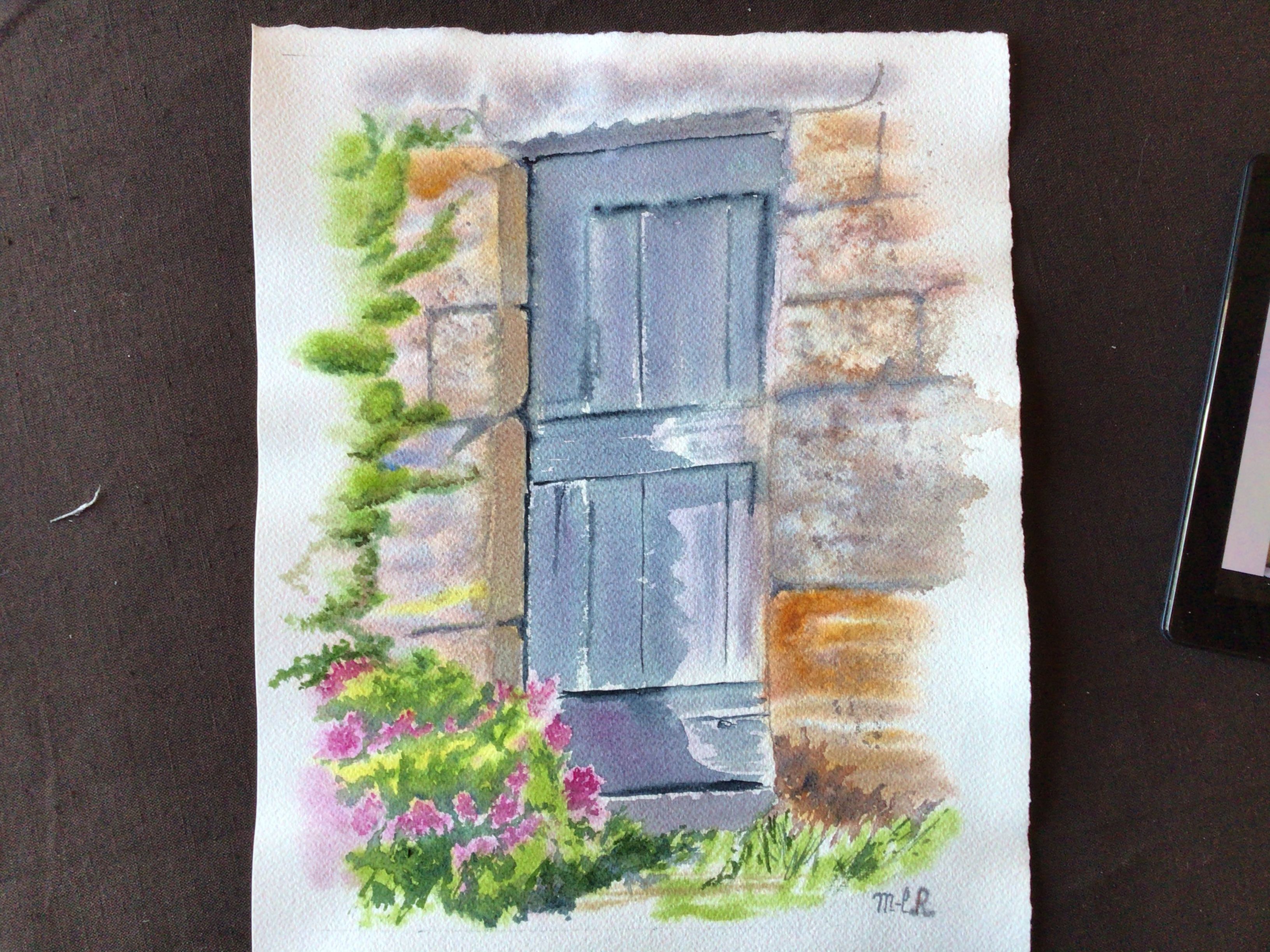 Une vieille porte à l'aquarelle de Marie-line le 07 avril 2021