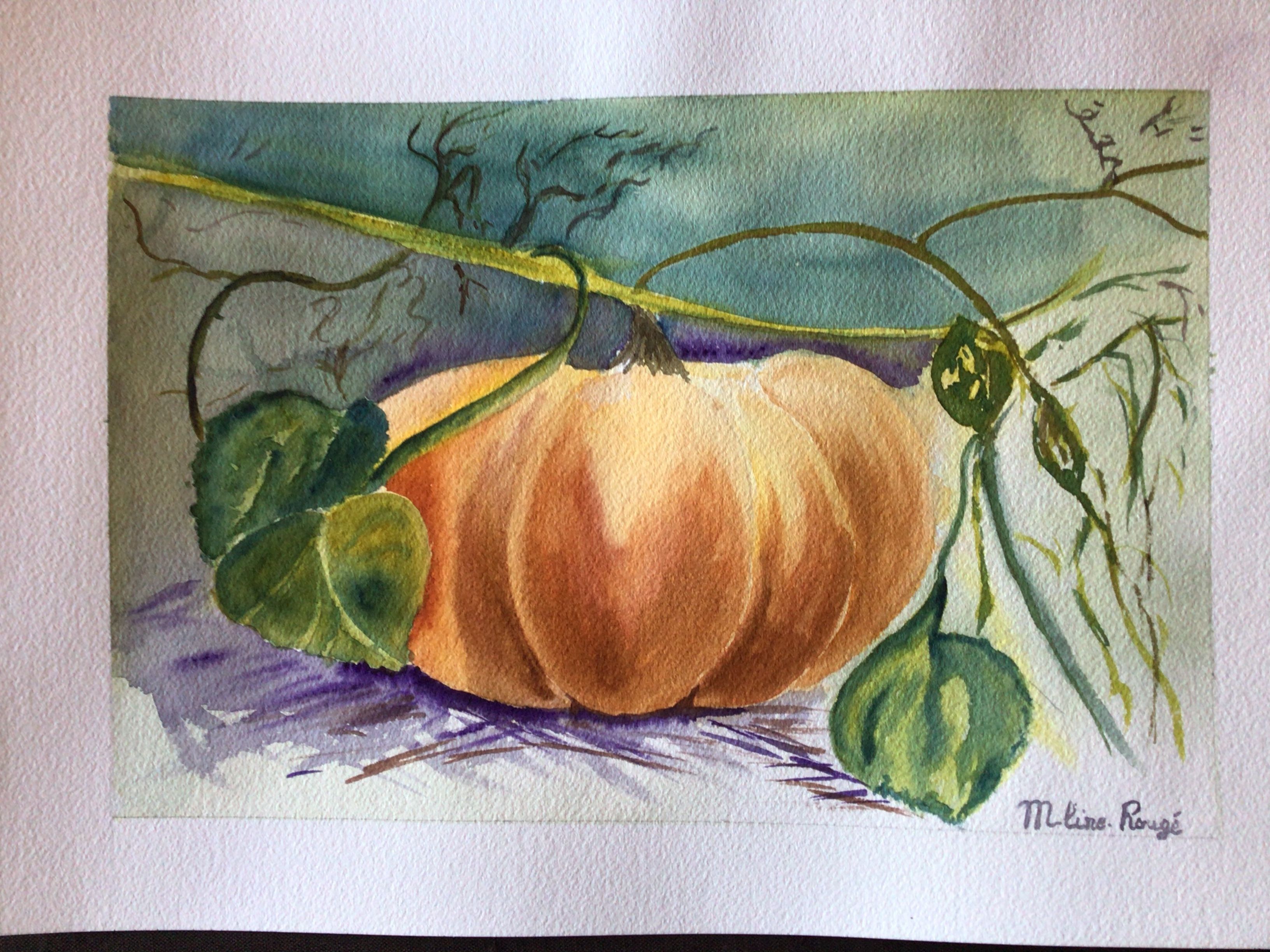 Une citrouille à l'Aquarelle de Marie-line le 07 avril 2021