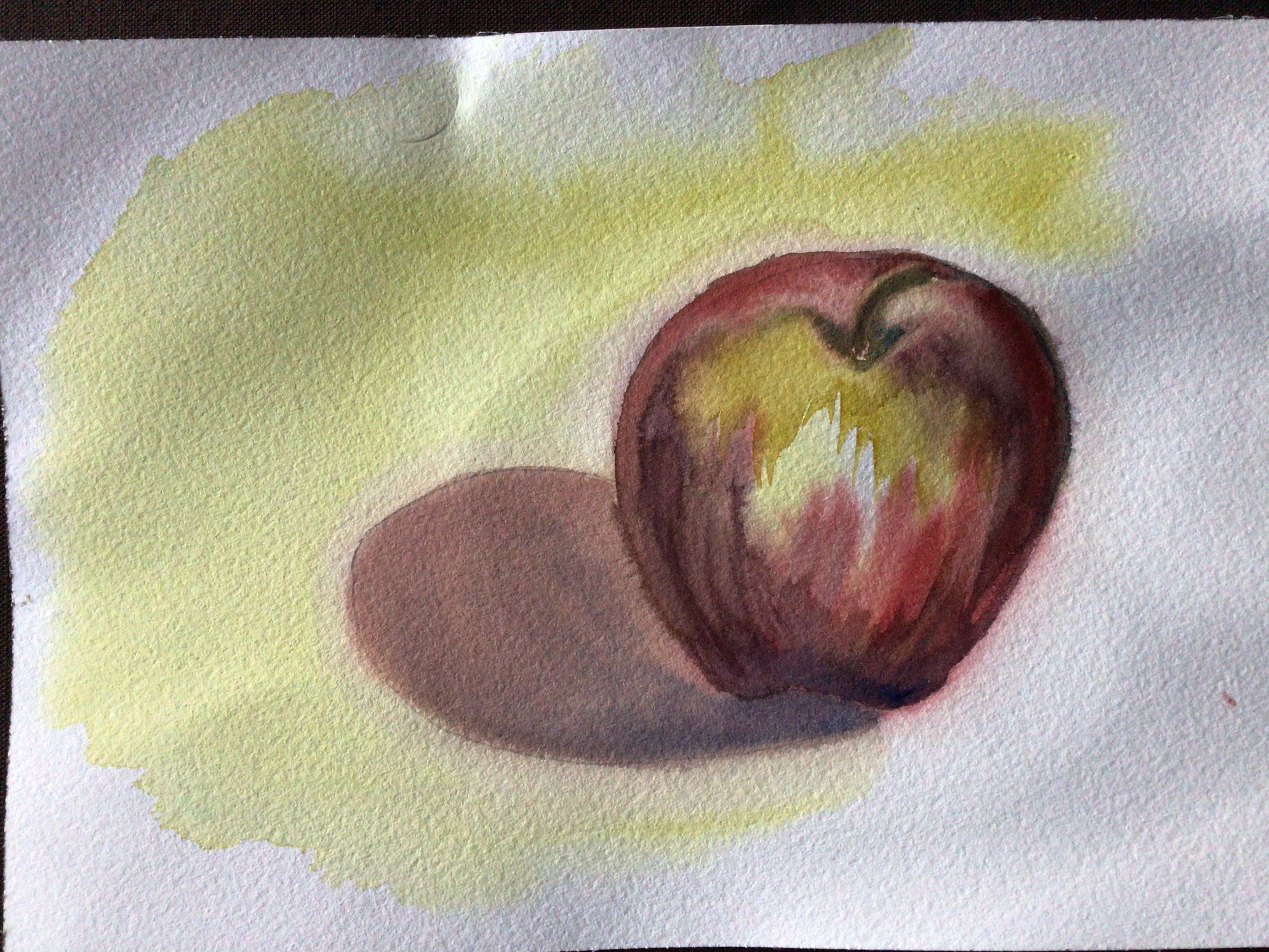 Peindre Une pomme base humide à l'aquarelle de Marie-line le 07 avril 2021