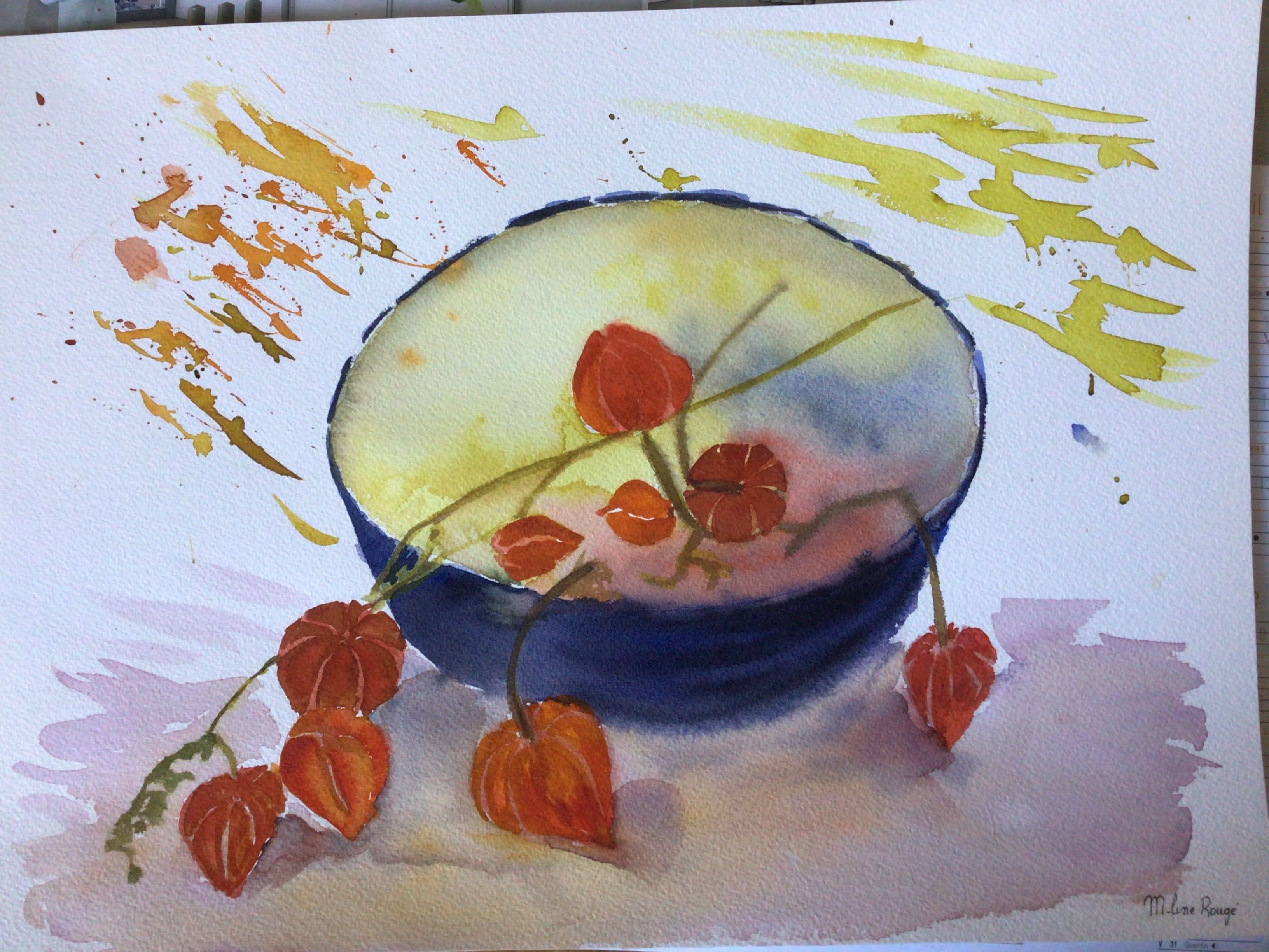 Amour en cage à l'aquarelle de Marie-line le 12 avril 2021
