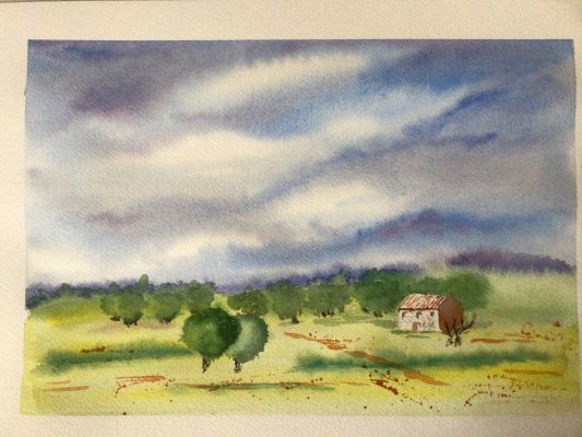 Composer et peindre un ciel du Nord à l'Aquarelle de Marie-line le 13 avril 2021