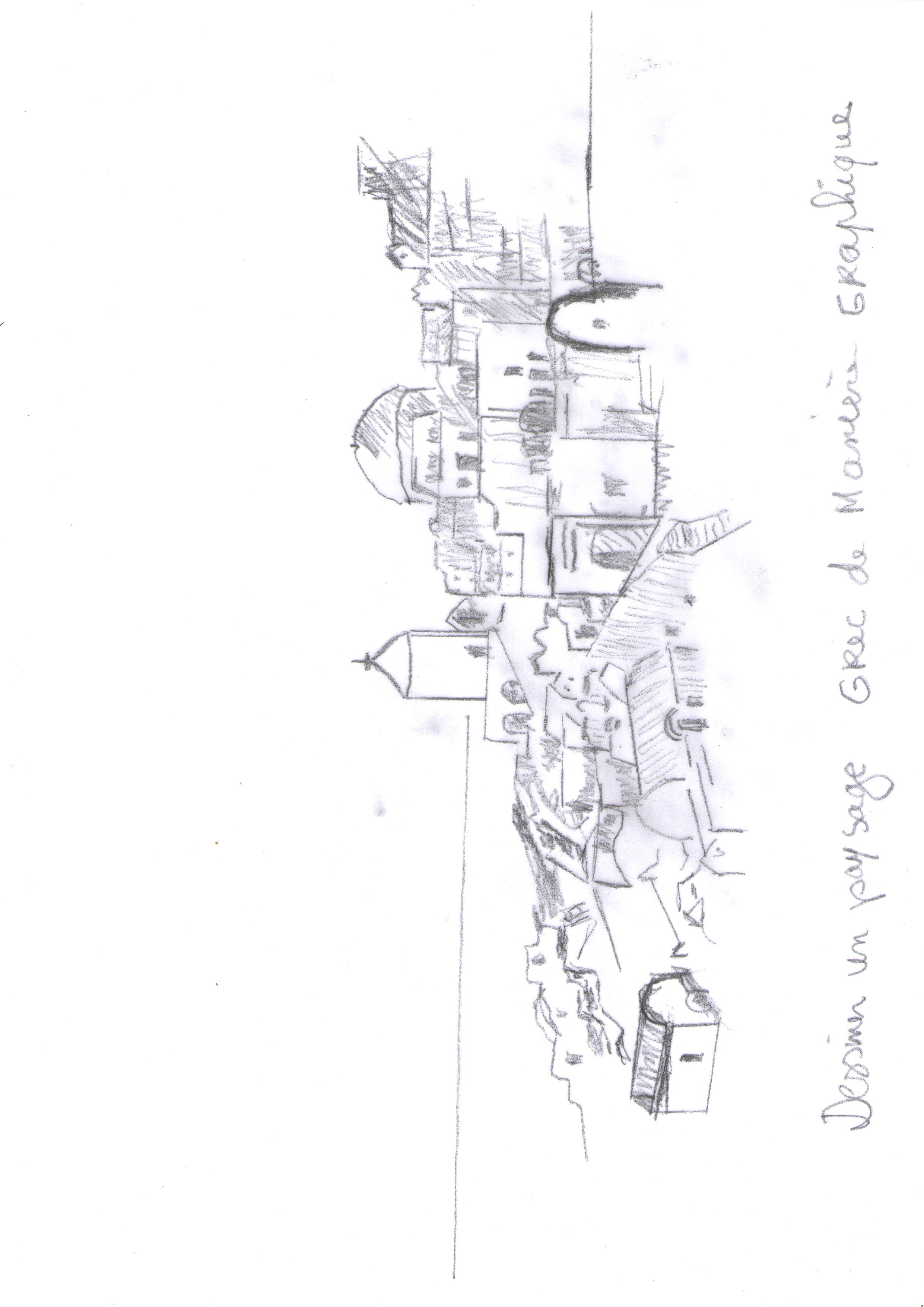 Dessiner un paysage Grec de manière graphique de Marie ange le 18 juillet 2021