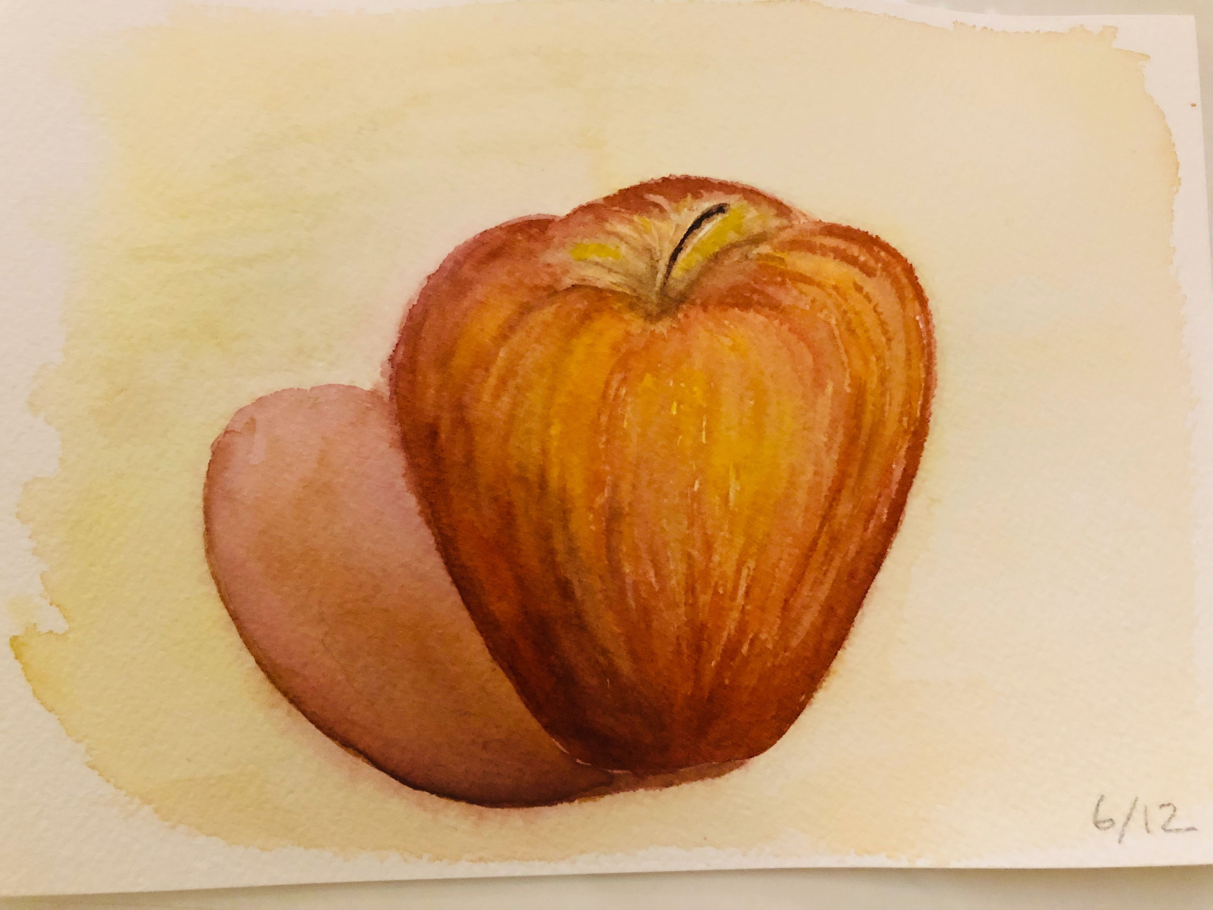 Peindre Une pomme base humide à l'aquarelle de Christine le 06 décembre 2021