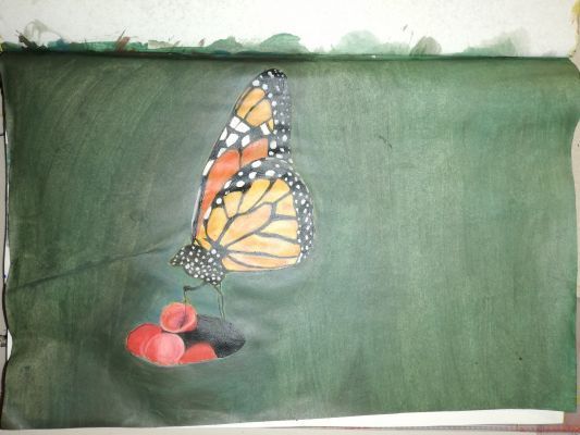 Un Papillon à l'Acrylique sur Châssis rond de Dina le 06 janvier 2022