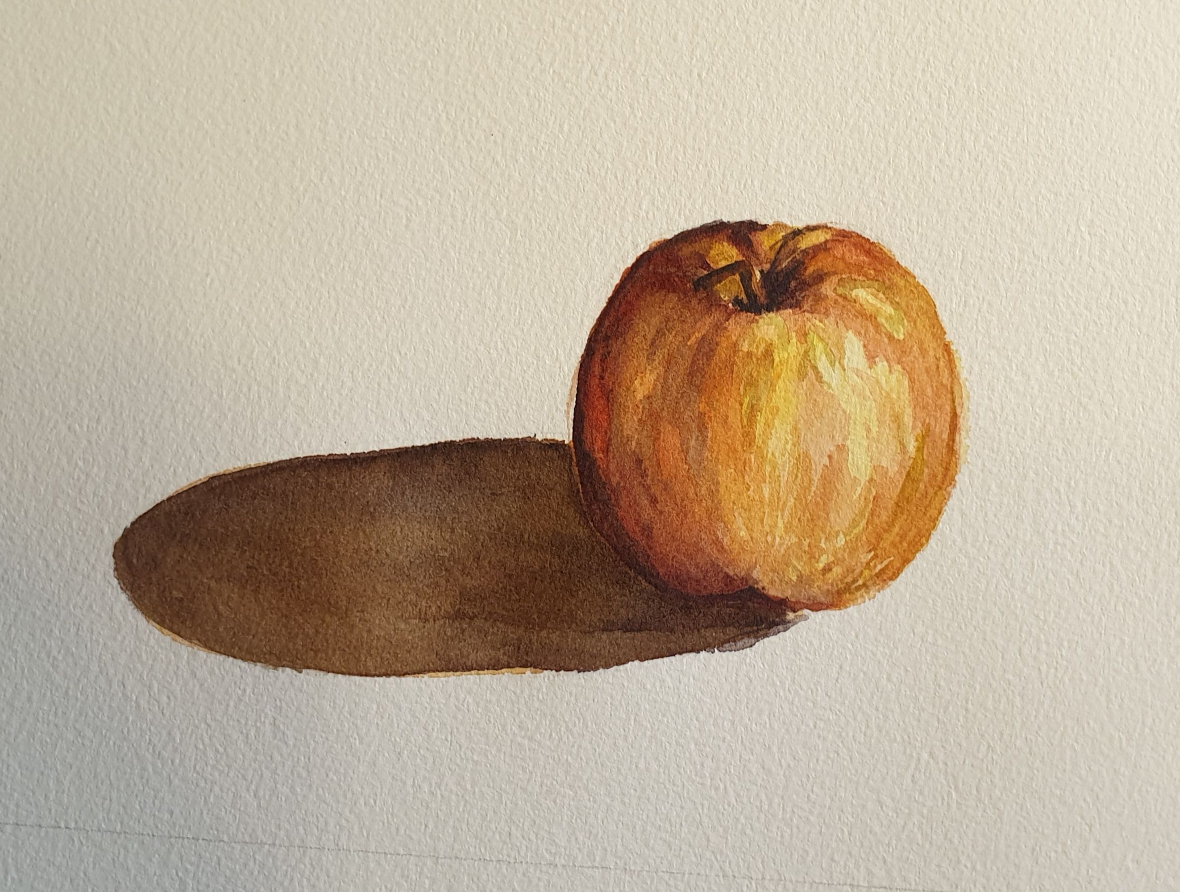 Peindre une pomme sur base sèche à l'aquarelle de Vinciane le 19 février 2022