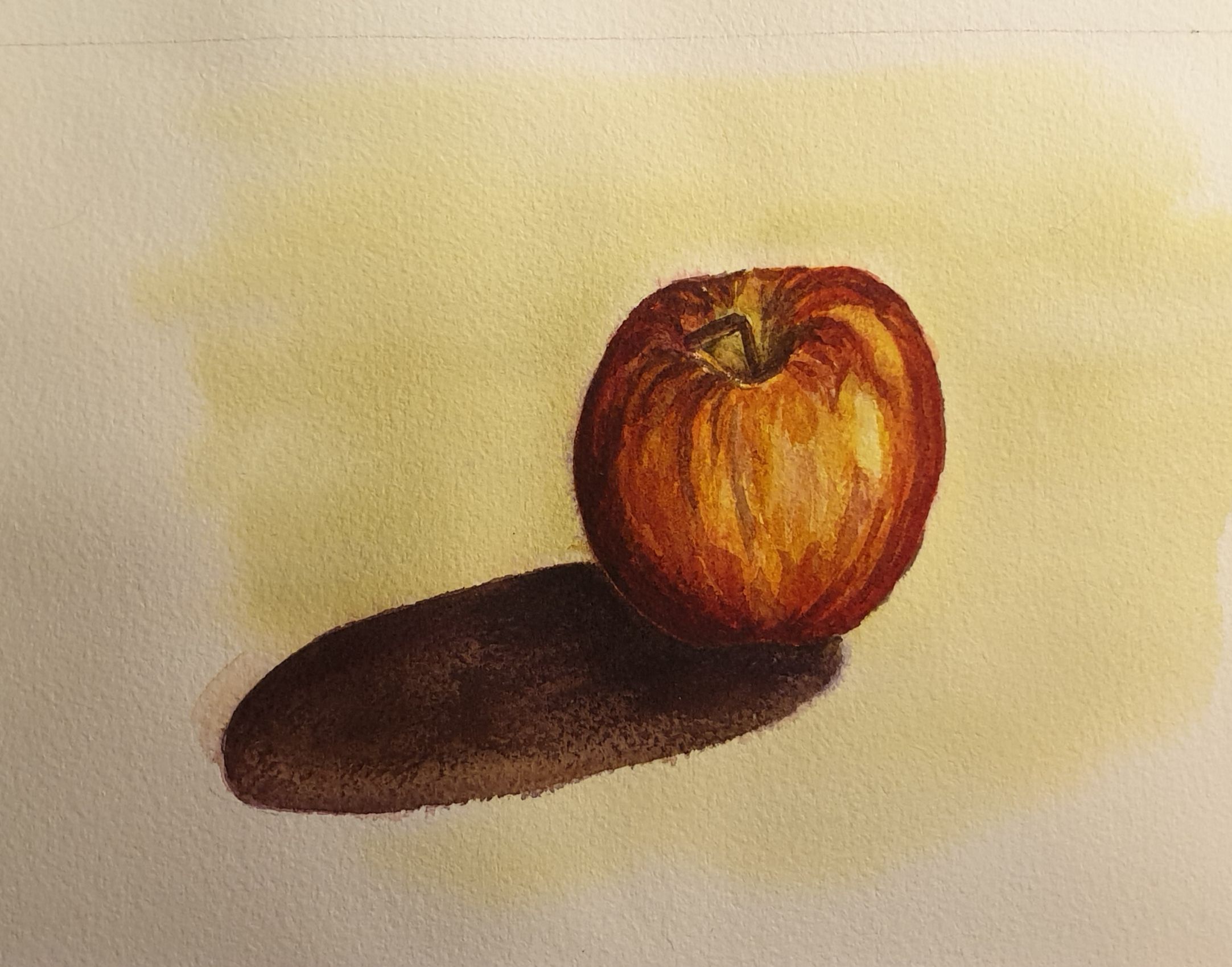 Peindre Une pomme base humide à l'aquarelle de Vinciane le 24 février 2022
