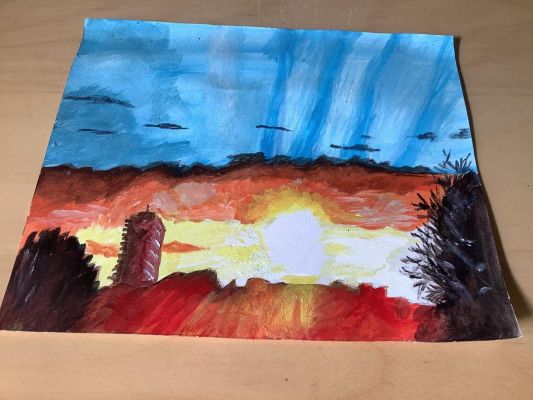 Un coucher de soleil à l'Acrylique de Chantal le 23 mars 2022