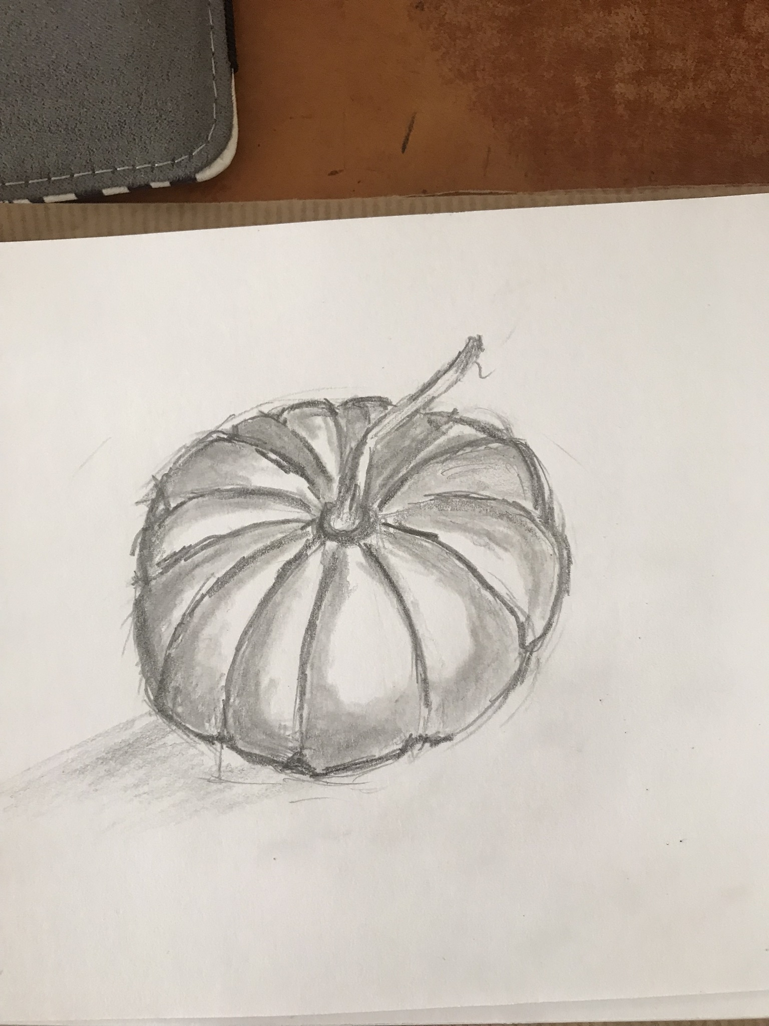 Dessin d'observation : une courge de Dominique le 27 mars 2022