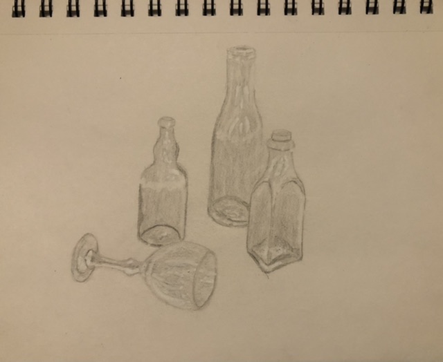 Mise en place d'une nature morte simple en dessin de Jessica le 12 avril 2022