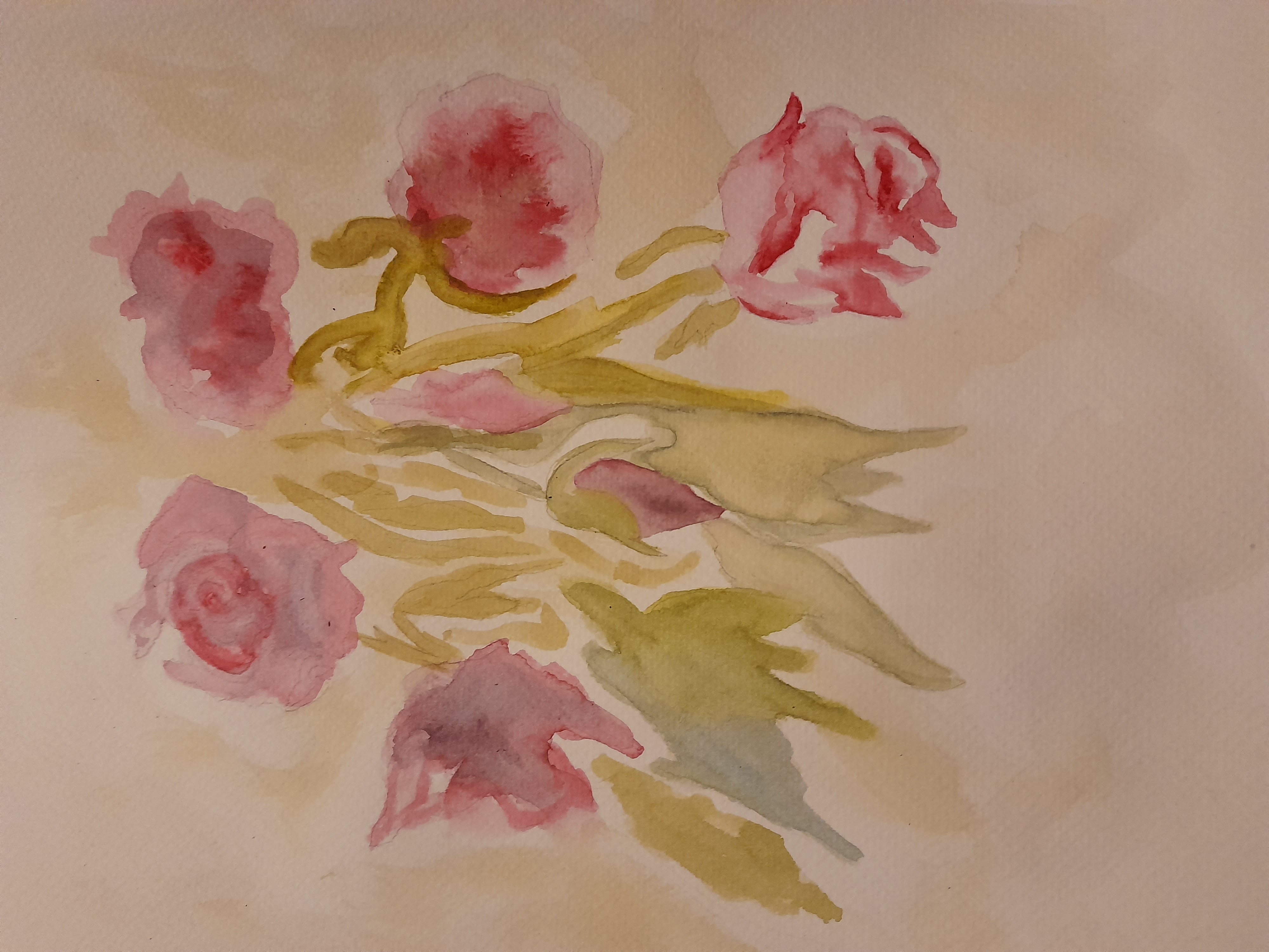Un bouquet de roses à l'Aquarelle de Pascale le 02 juillet 2022