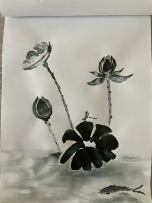 Peindre une fleur de lotus de Sylvie le 17 juillet 2022