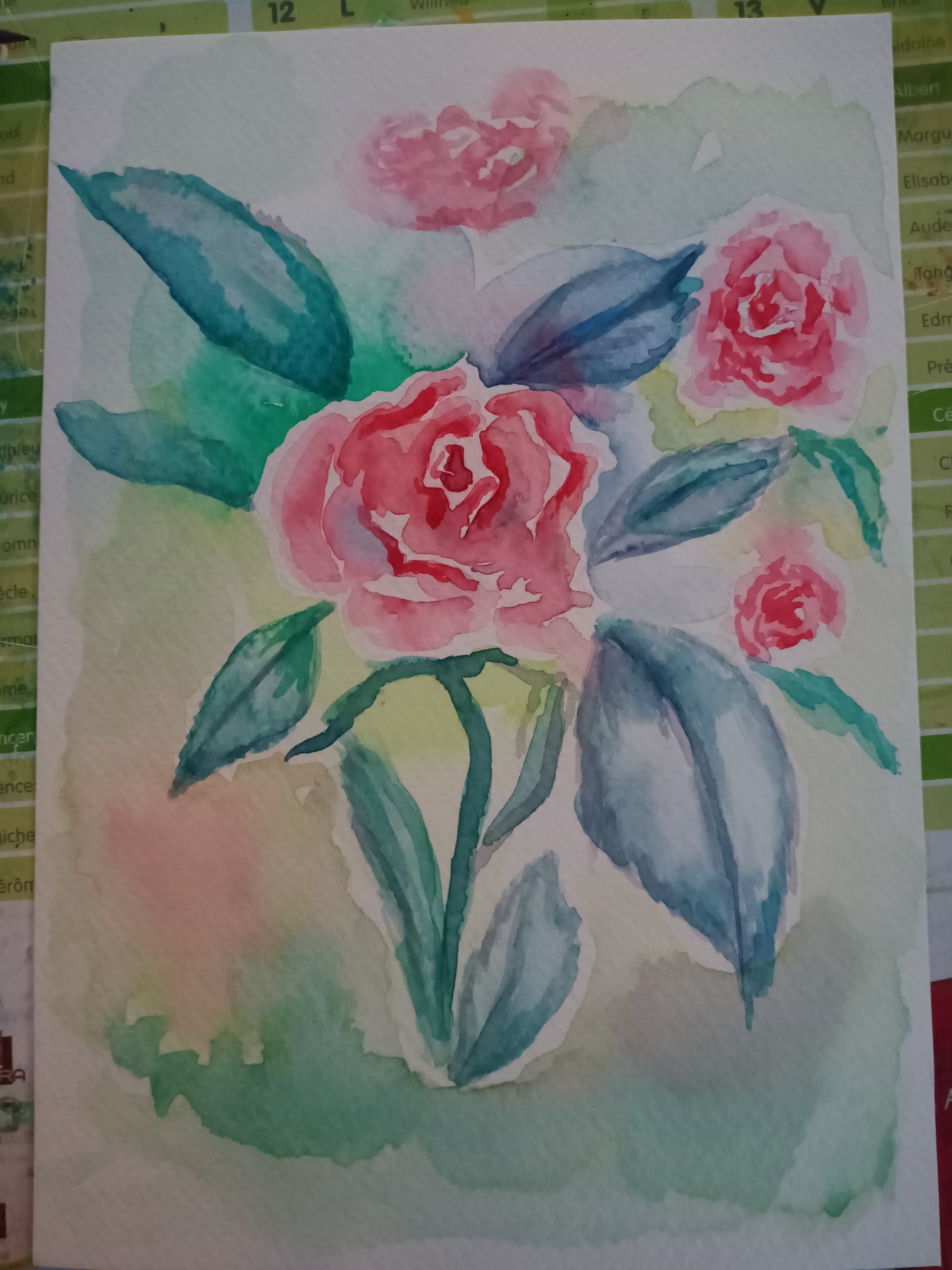 Un bouquet de roses à l'Aquarelle de Audrey le 20 juillet 2022