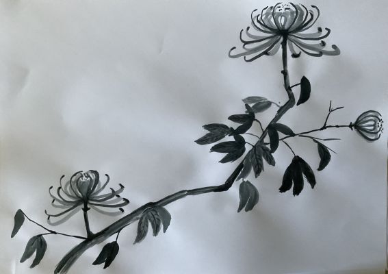 Peindre des chrysanthèmes de Sylvie le 27 juillet 2022