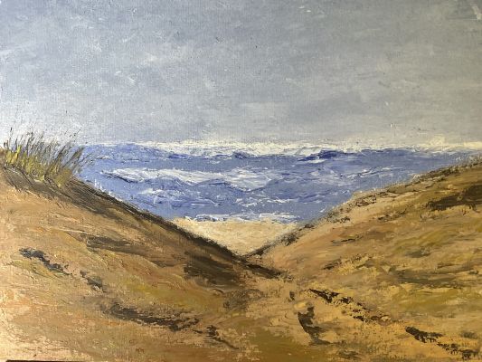 Peindre un paysage de dunes au couteau de Sylvie le 06 août 2022