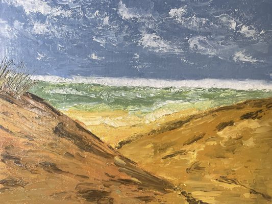 Peindre un paysage de dunes au couteau de Sylvie le 06 août 2022