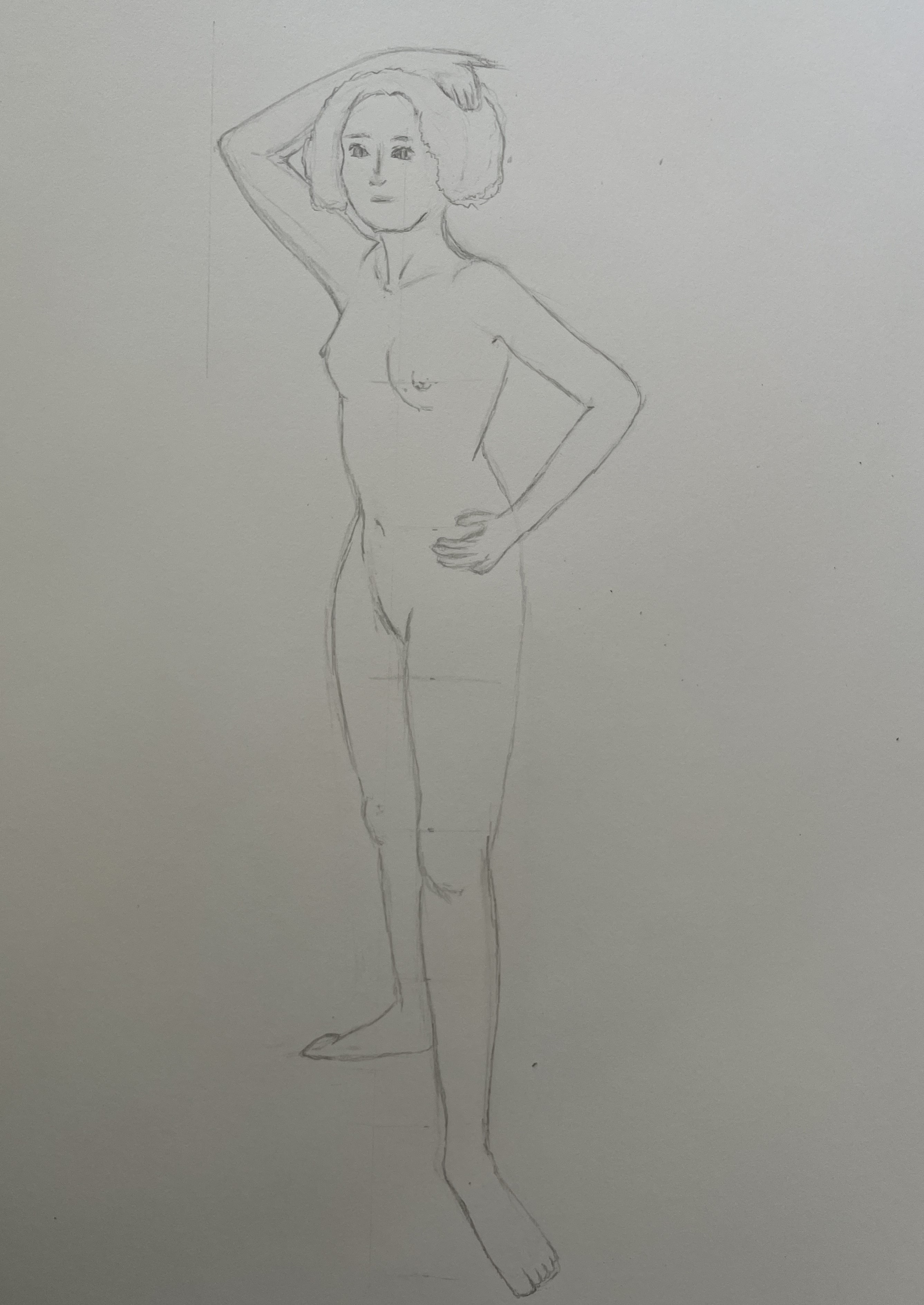 Dessin au trait pose debout de Manuela le 18 août 2022