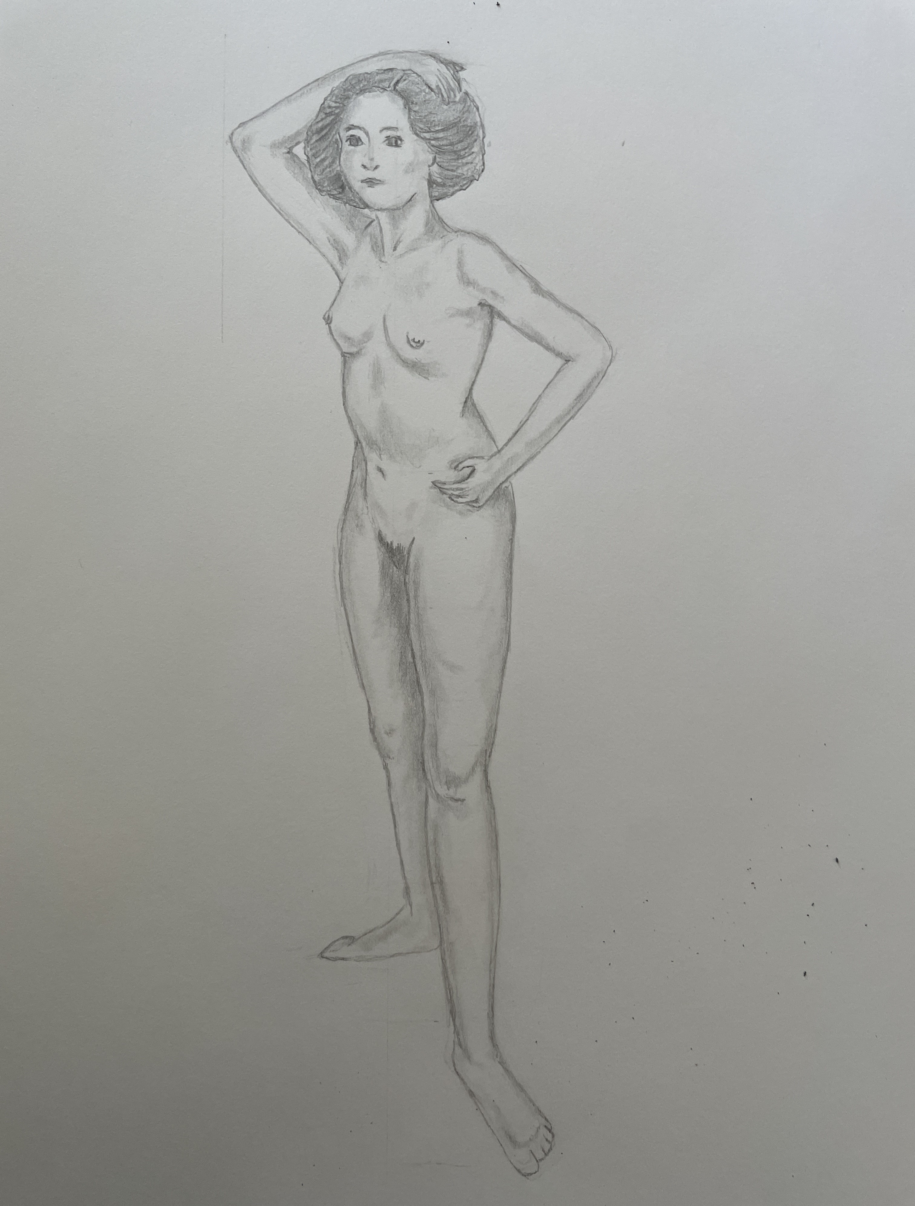 Dessin en valeurs pose debout de Manuela le 19 août 2022