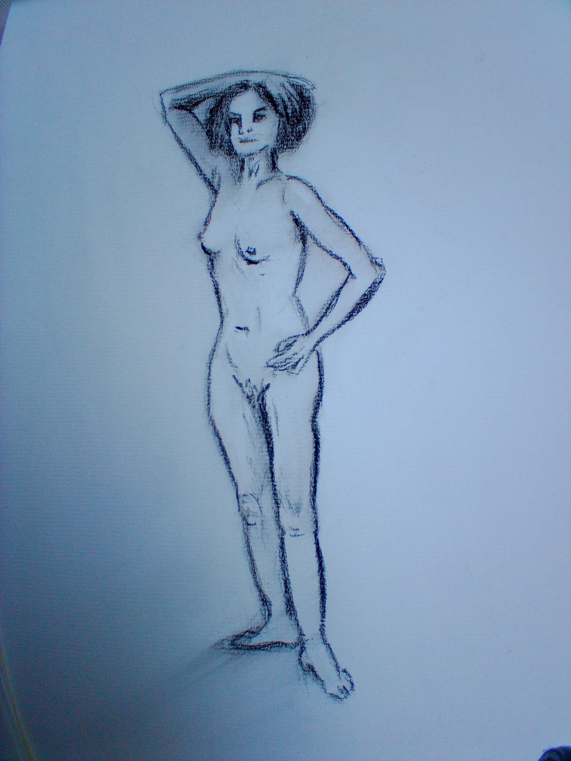 Dessin en valeurs pose debout de Audrey le 10 septembre 2022