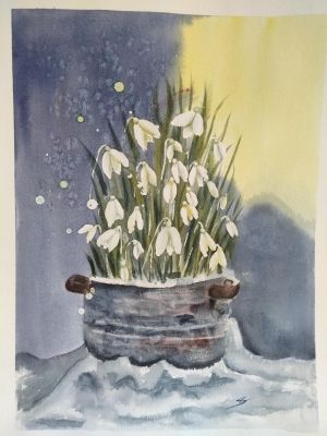 Peindre des Perce-neiges à l'Aquarelle de Sylvie le 21 septembre 2022