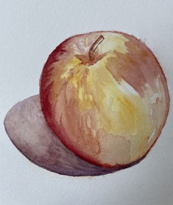 Peindre une pomme sur base sèche à l'aquarelle de Manuela le 28 septembre 2022