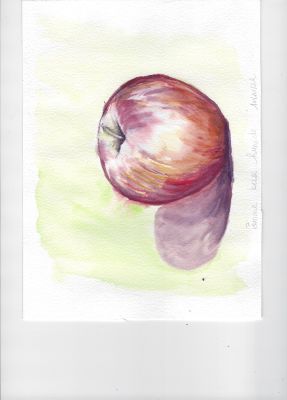 Peindre Une pomme base humide à l'aquarelle de Mireille le 11 octobre 2022