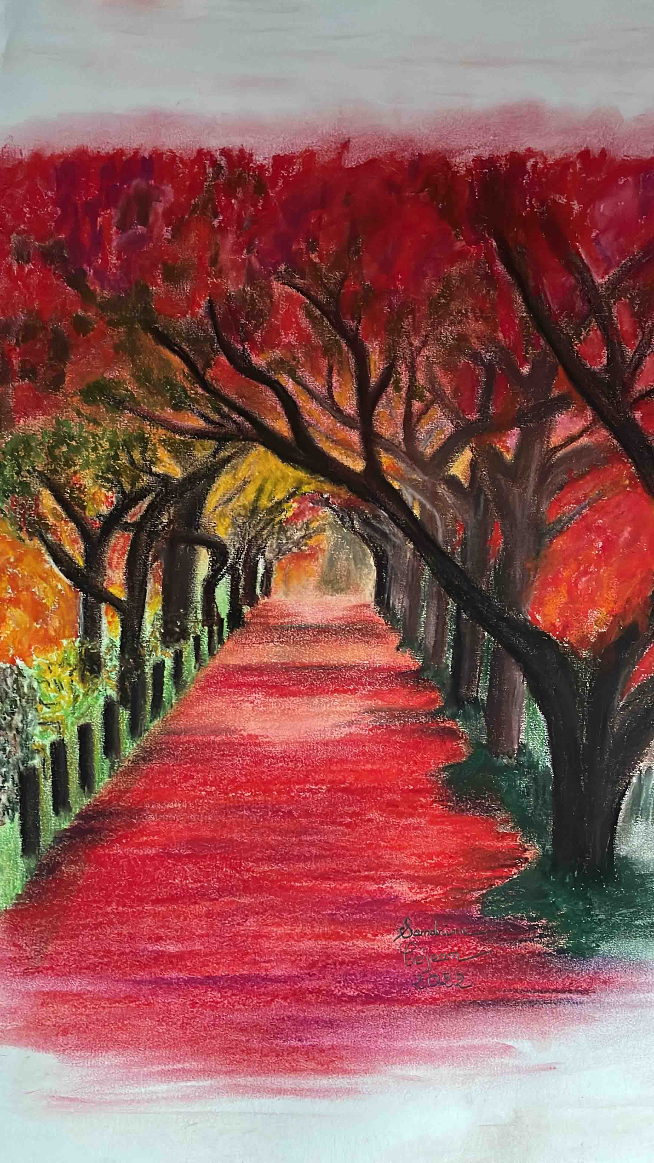 Coucher de soleil à Majorque au pastel de Sandrine le 19 octobre 2022