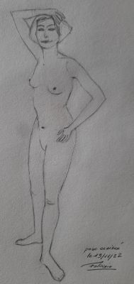Dessin en valeurs pose debout de Janick le 21 novembre 2022