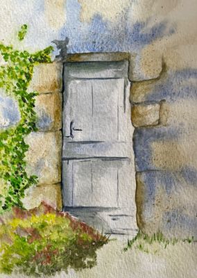 Une vieille porte à l'aquarelle de Manuela le 28 novembre 2022