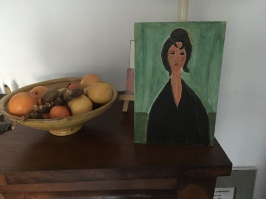 Un visage à l'Acrylique façon Modigliani de Dominique le 06 décembre 2022