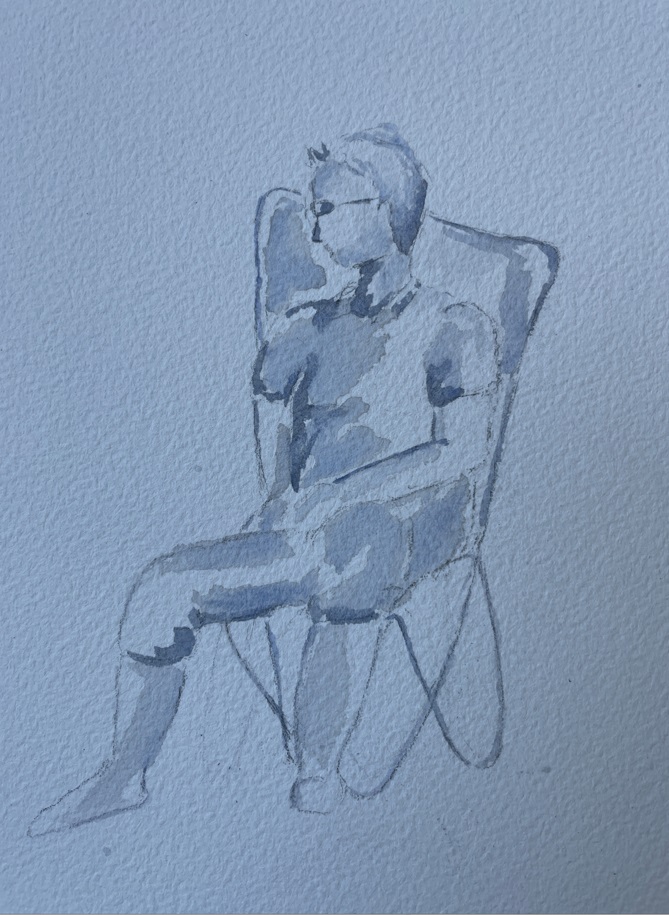 Un croquis monochrome au feutre aquarellé de Manuela le 07 décembre 2022