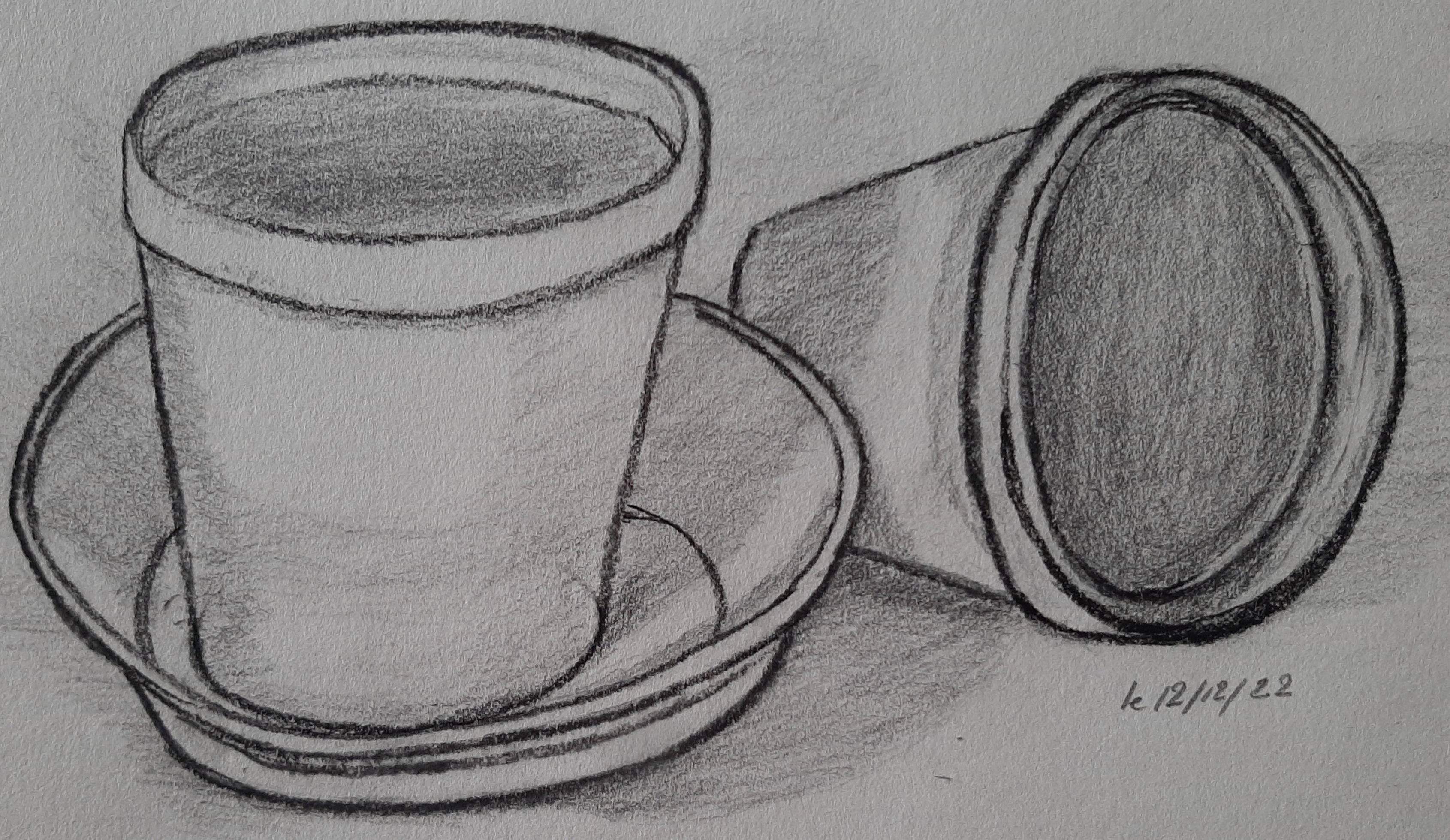 Dessiner une nature morte au pot de terre de Janick le 12 décembre 2022
