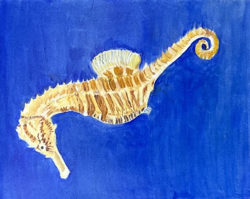 Peindre un hippocampe à l'huile de Sylvie le 27 décembre 2022