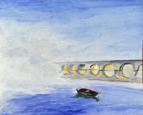 Peindre la brume sur l'eau à l'Huile de Sylvie le 03 janvier 2023