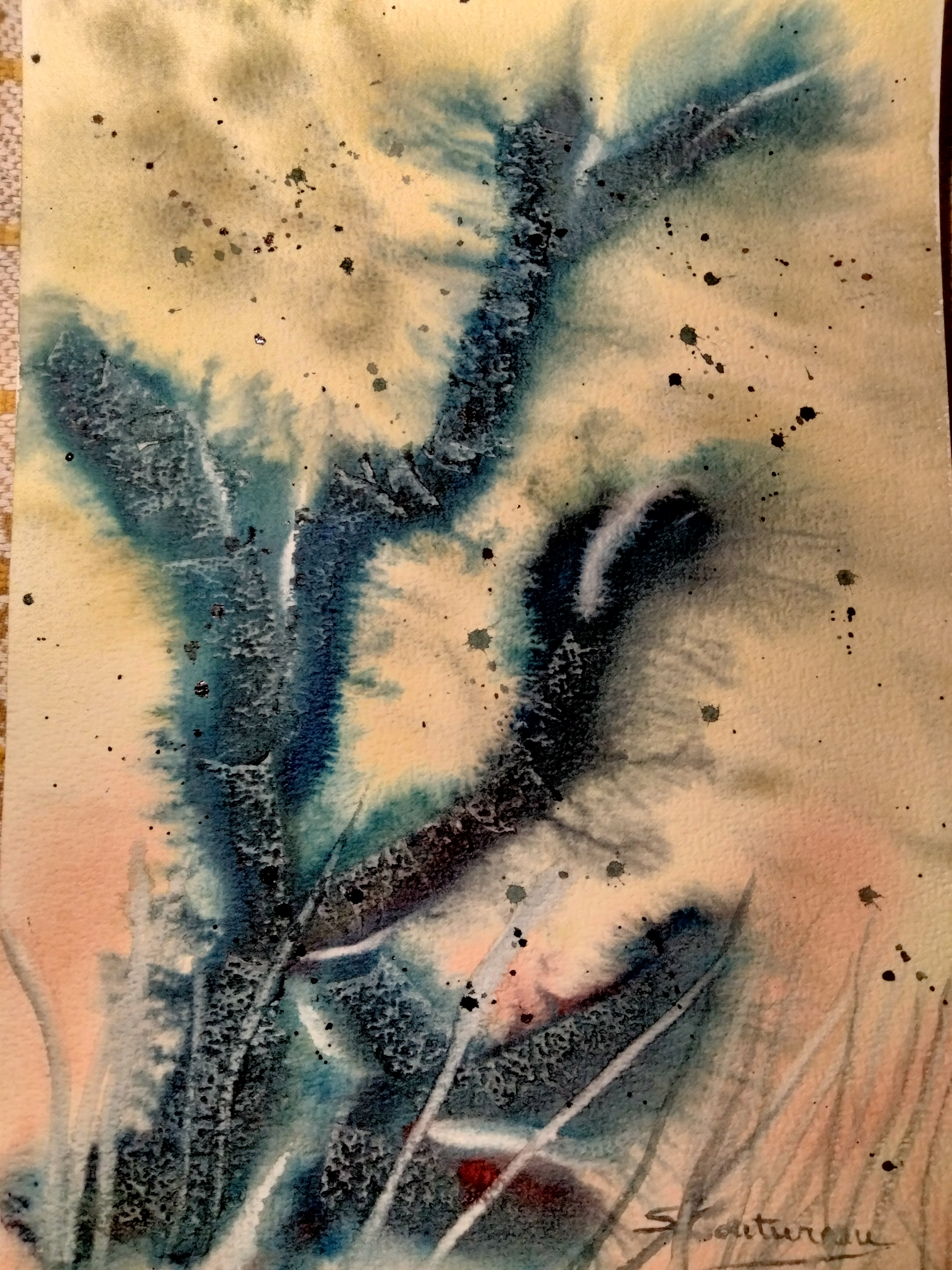 Texture de l'arbre à l'aquarelle, Episode 4 : L'arbre et son fond de Sylvie le 25 janvier 2023