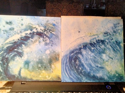 Le voyage de l'eau à l'aquarelle : Une vague de Sylvie le 28 janvier 2023
