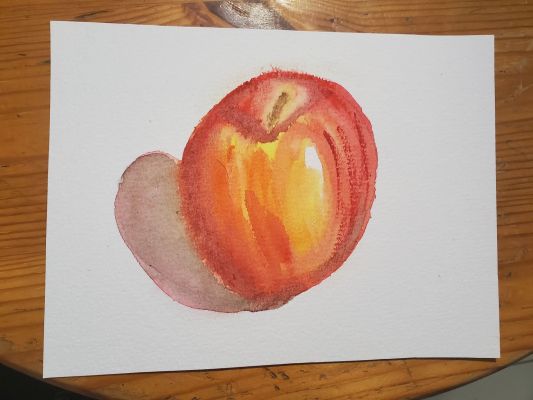 Peindre une pomme sur base sèche à l'aquarelle de Nathalie le 03 février 2023
