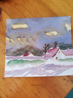 Des ciels changeants à l'Aquarelle : l'Hiver ! de Nathalie le 14 février 2023