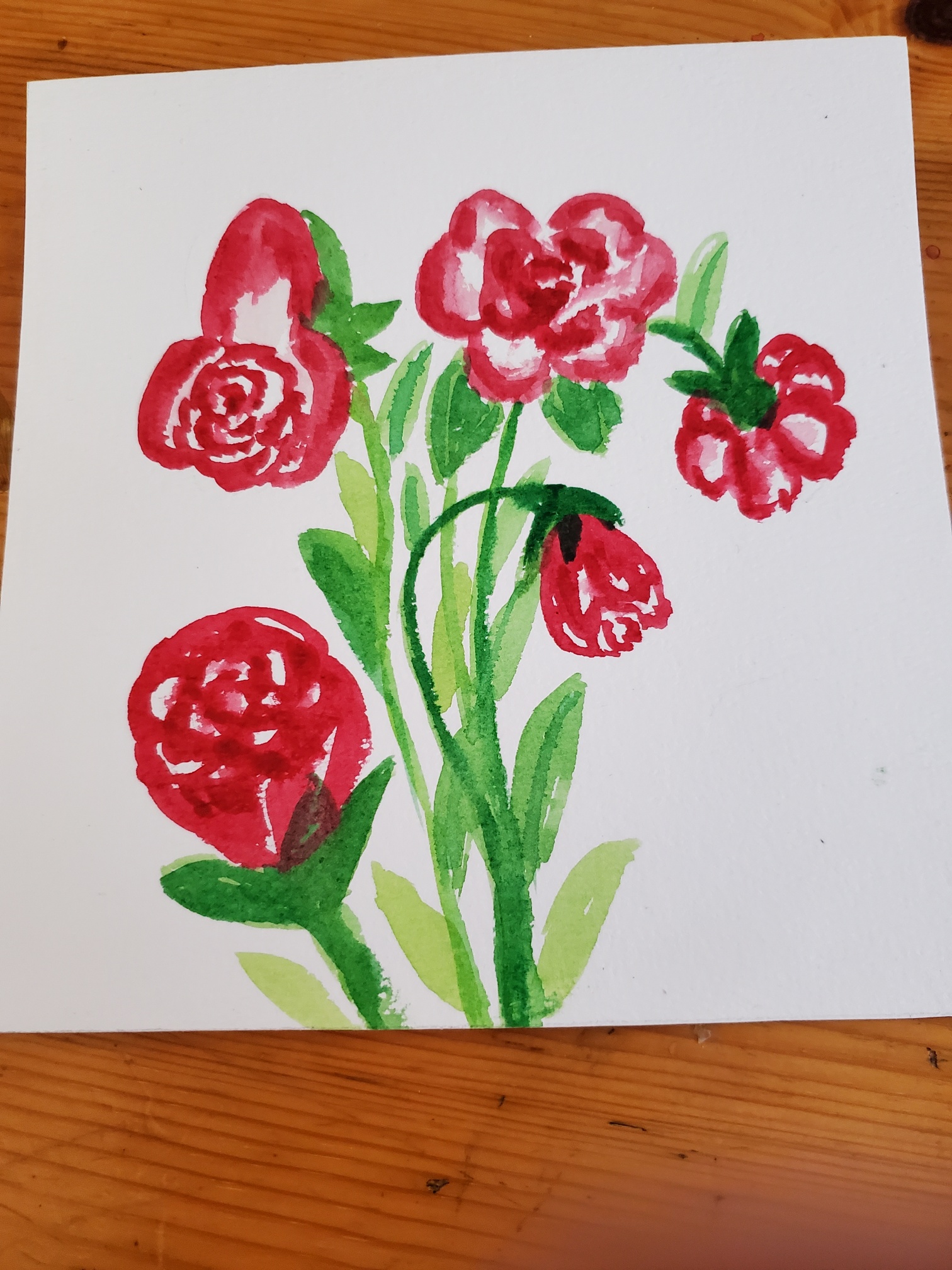 Un bouquet de roses à l'Aquarelle de Nathalie le 18 février 2023