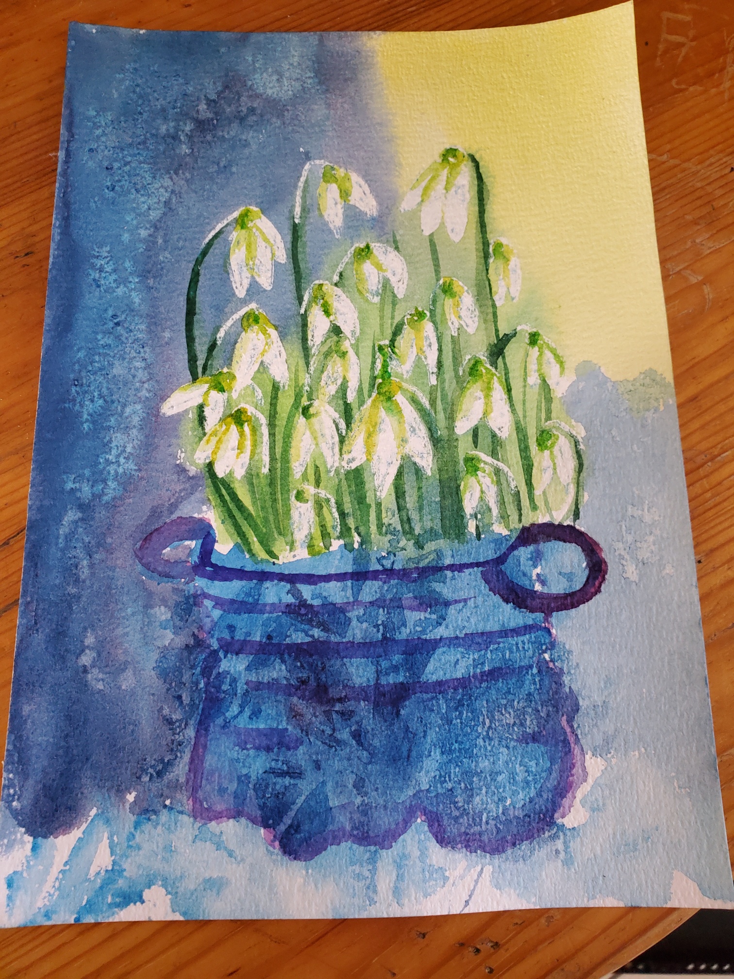 Peindre des Perce-neiges à l'Aquarelle de Nathalie le 20 février 2023