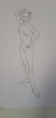 Dessin au trait pose debout de Muriel le 21 février 2023