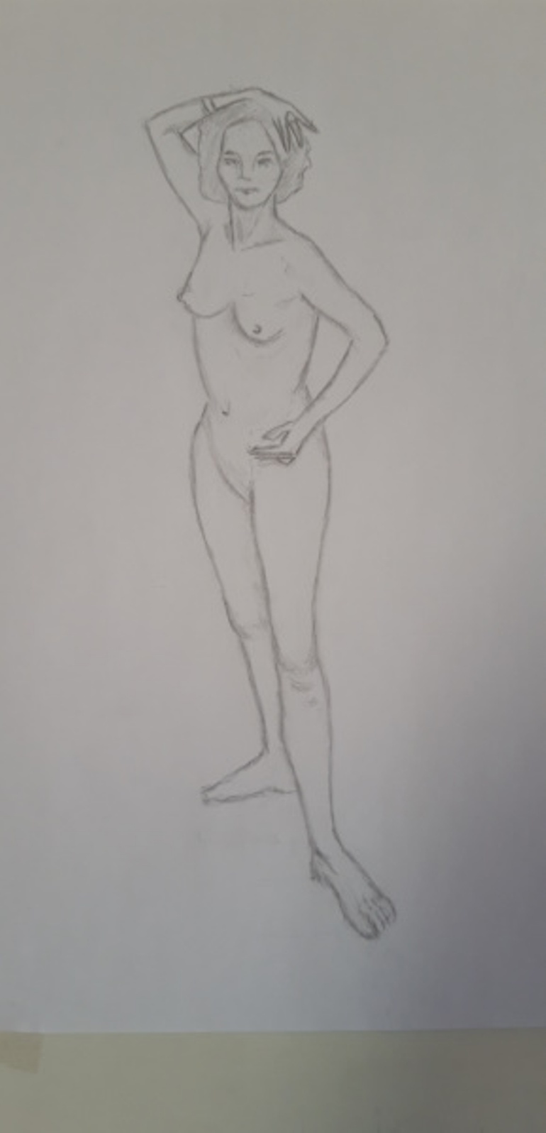 Dessin au trait pose debout de Muriel le 21 février 2023