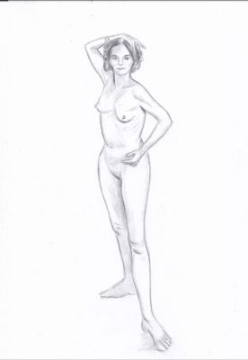 Dessin en valeurs pose debout de Muriel le 21 février 2023