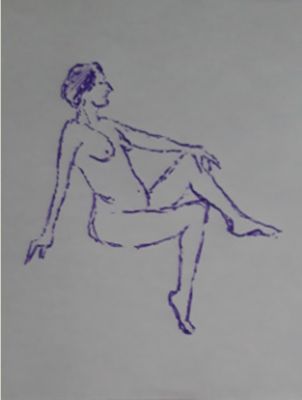 Croquis en 5 minutes au feutre de Muriel le 24 février 2023