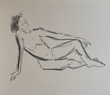 Croquis en 5 minutes à la craie carrée de Muriel le 01 mars 2023