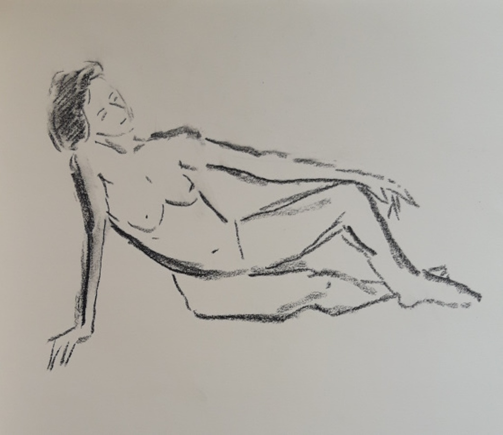 Croquis en 5 minutes à la craie carrée de Muriel le 01 mars 2023