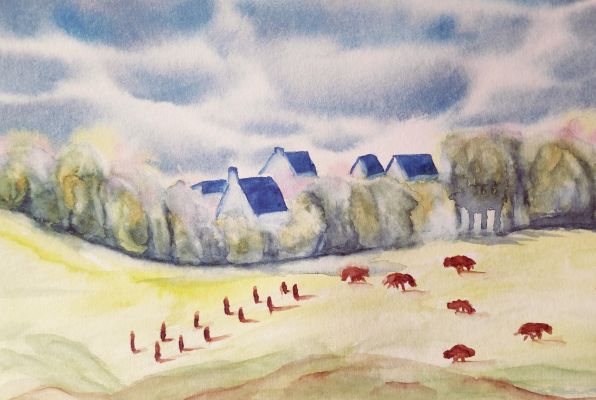 Suggérer la végétation à l'aquarelle de Mireille le 04 mars 2023